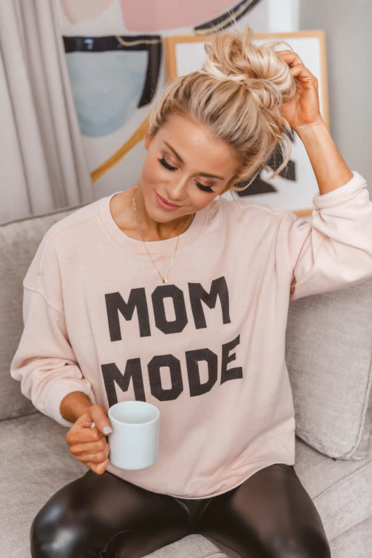 Mom Mode Graphic Pale Pink Sweatshirt